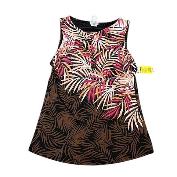 Lands’ End Women’s Tropical Palm Tankini Swim Top, Size 2, New - Picture 1 of 5